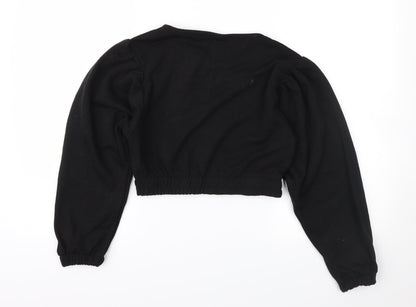 Womens Black   Pullover Sweatshirt Size 8  - Cropped