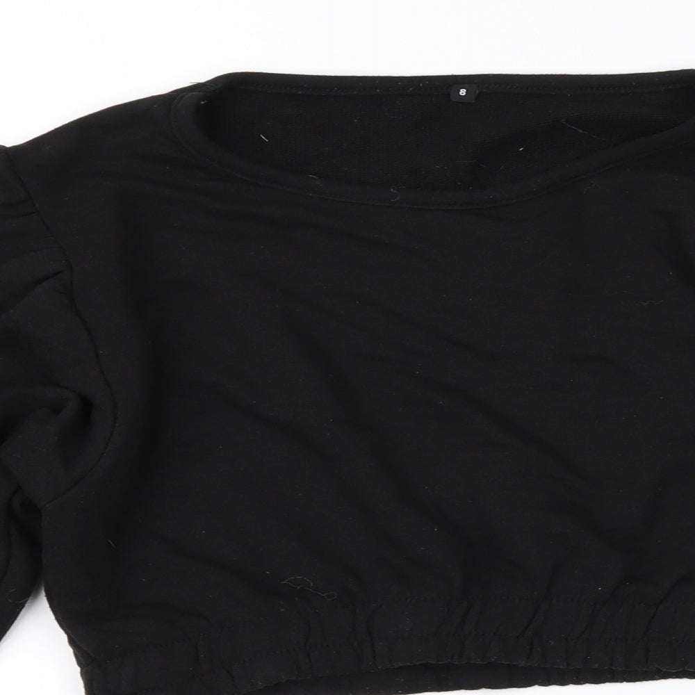 Womens Black   Pullover Sweatshirt Size 8  - Cropped