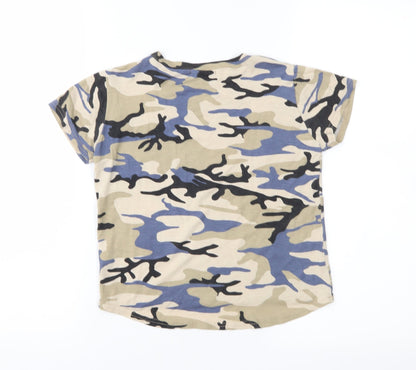 Boohoo Boys Brown Camouflage Jersey Basic T-Shirt Size 7-8 Years