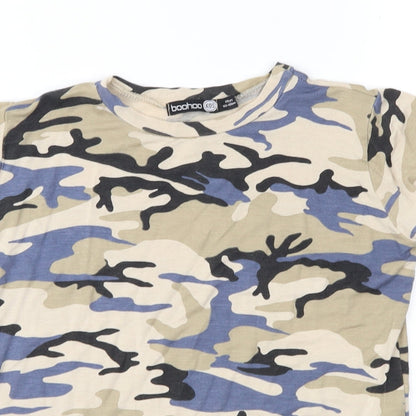 Boohoo Boys Brown Camouflage Jersey Basic T-Shirt Size 7-8 Years