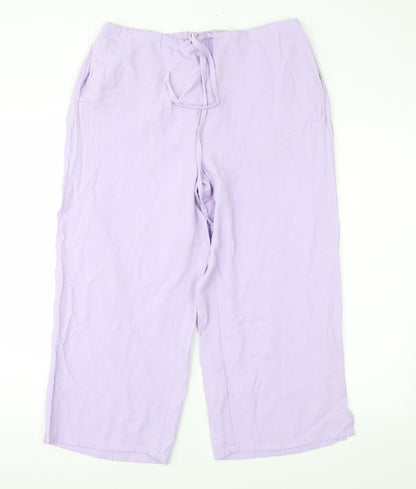 Womens UK Size L Janique Regular Fit Cropped Purple Trousers