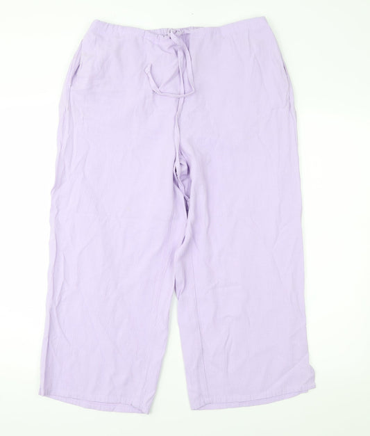 Womens UK Size L Janique Regular Fit Cropped Purple Trousers