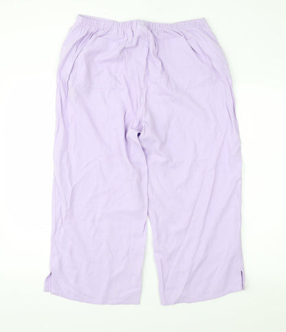 Womens UK Size L Janique Regular Fit Cropped Purple Trousers