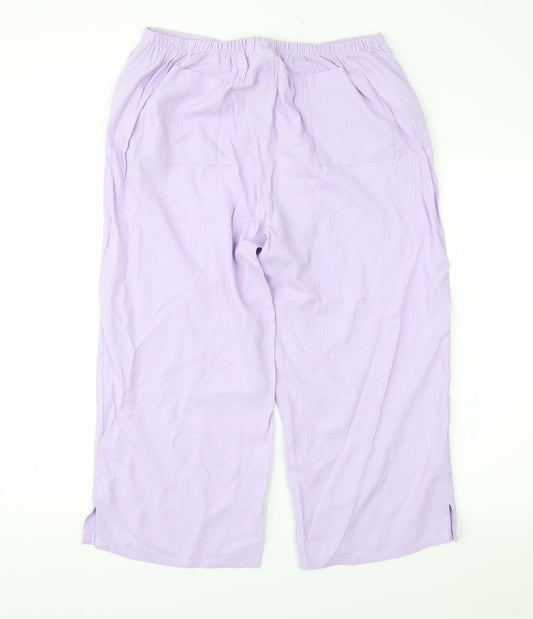 Womens UK Size L Janique Regular Fit Cropped Purple Trousers