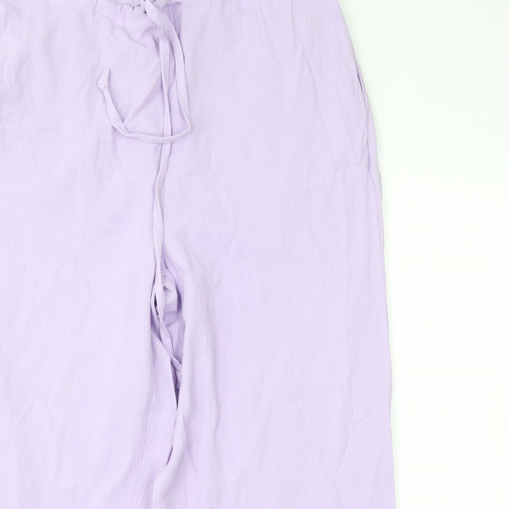 Womens UK Size L Janique Regular Fit Cropped Purple Trousers