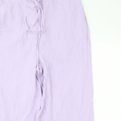 Womens UK Size L Janique Regular Fit Cropped Purple Trousers