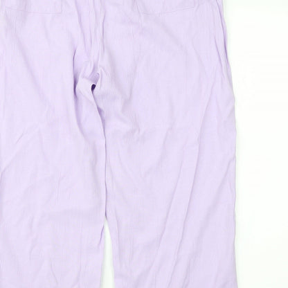 Womens UK Size L Janique Regular Fit Cropped Purple Trousers