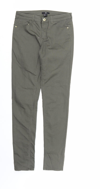 Womens UK Size 10 H&M Regular Fit Skinny Green Jeans