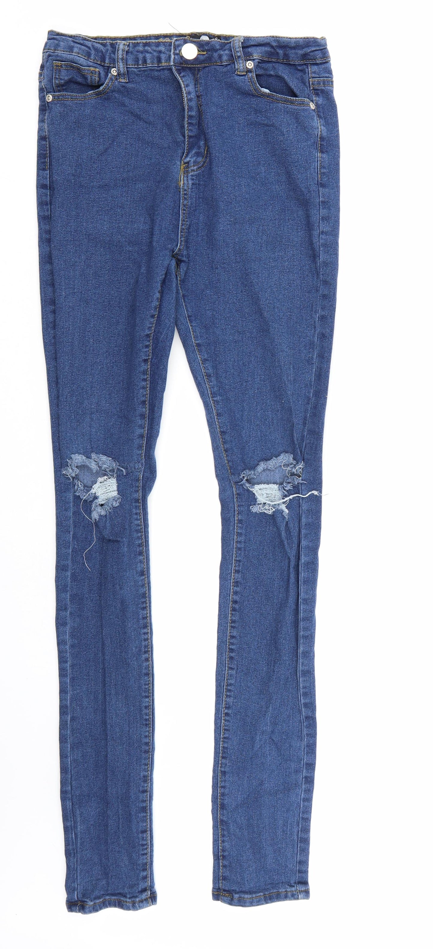 Boohoo Womens Blue  Denim Skinny Jeans Size 12 L32 in