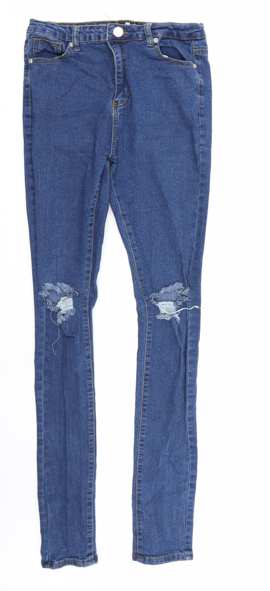 Boohoo Womens Blue  Denim Skinny Jeans Size 12 L32 in