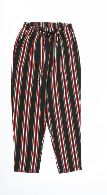 prettylit Womens Black Striped Rayon Bloomer Trousers Size 10 L24 in