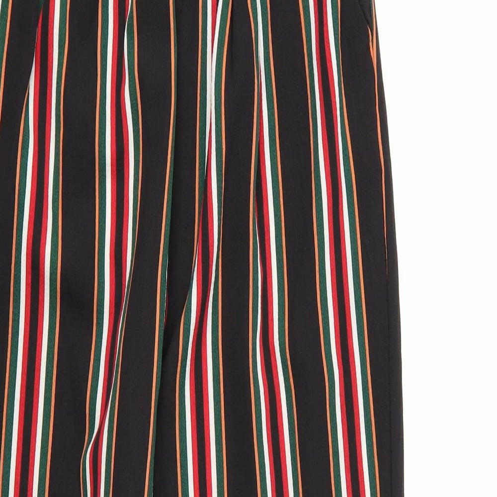 prettylit Womens Black Striped Rayon Bloomer Trousers Size 10 L24 in