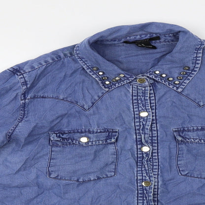 FOREVER 21  Womens Blue   Basic Button-Up Size M