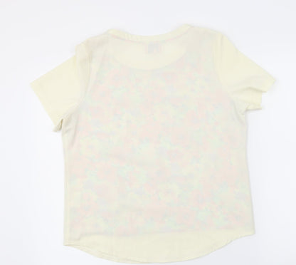Womens UK Size 12 Neon Rose Ivory Basic Blouse