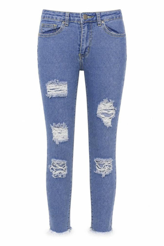 Womens UK Size 8 Boohoo Regular Fit Skinny Blue Jeans