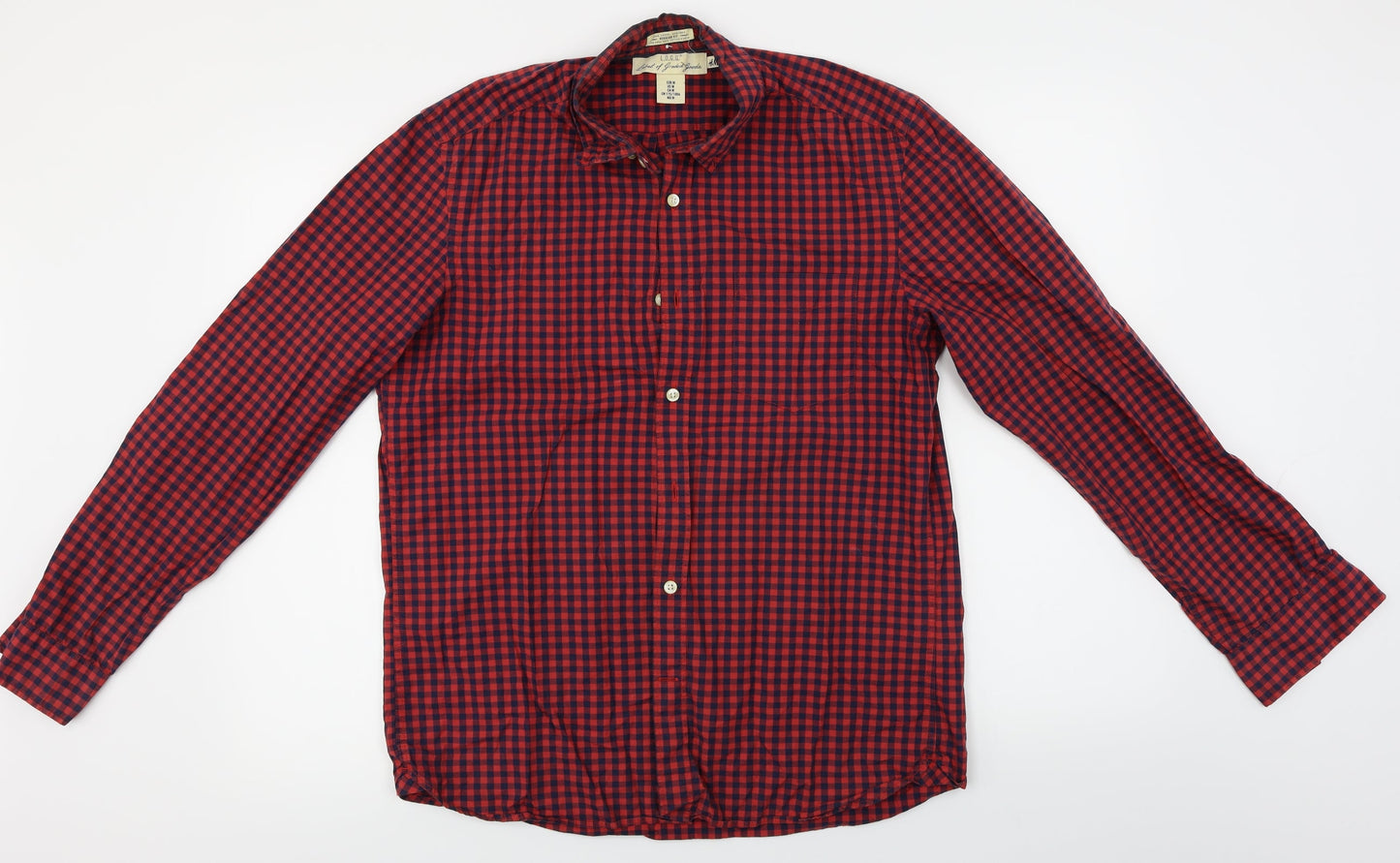 Mens UK Size M H&M Red  Button-Up Long Sleeve Casual Shirt