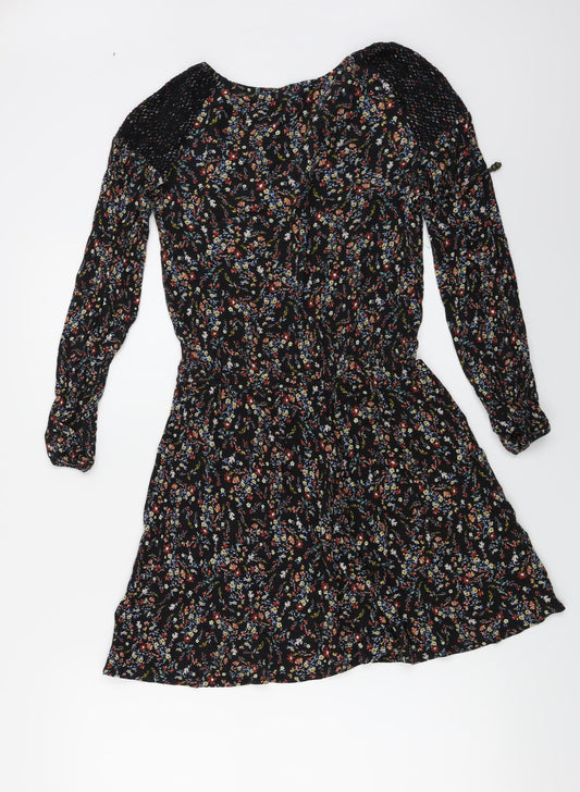 Womens UK Size XS Mango Black Basic Blouse