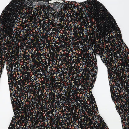 Womens UK Size XS Mango Black Basic Blouse