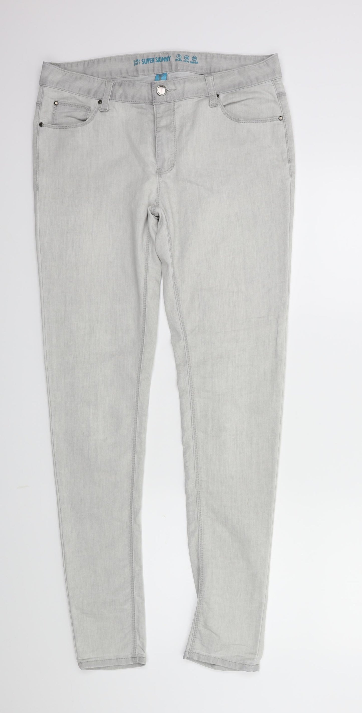 Denim & Co. Womens Grey  Denim Skinny Jeans Size 12 L30 in