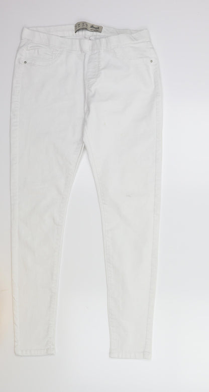 Denim & Co. Womens White  Denim Skinny Jeans Size 12 L28 in