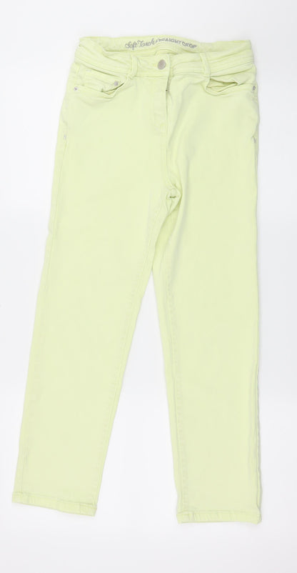 Womens UK Size 28 in Preworn Regular Fit Cropped Green Jeans