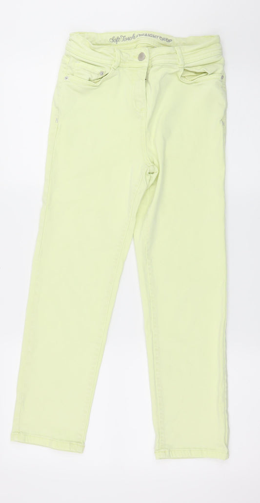 Womens UK Size 28 in Preworn Regular Fit Cropped Green Jeans