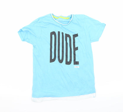 Primark Boys Blue  Jersey Basic T-Shirt Size 7-8 Years  - Dude