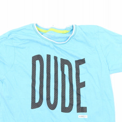 Primark Boys Blue  Jersey Basic T-Shirt Size 7-8 Years  - Dude