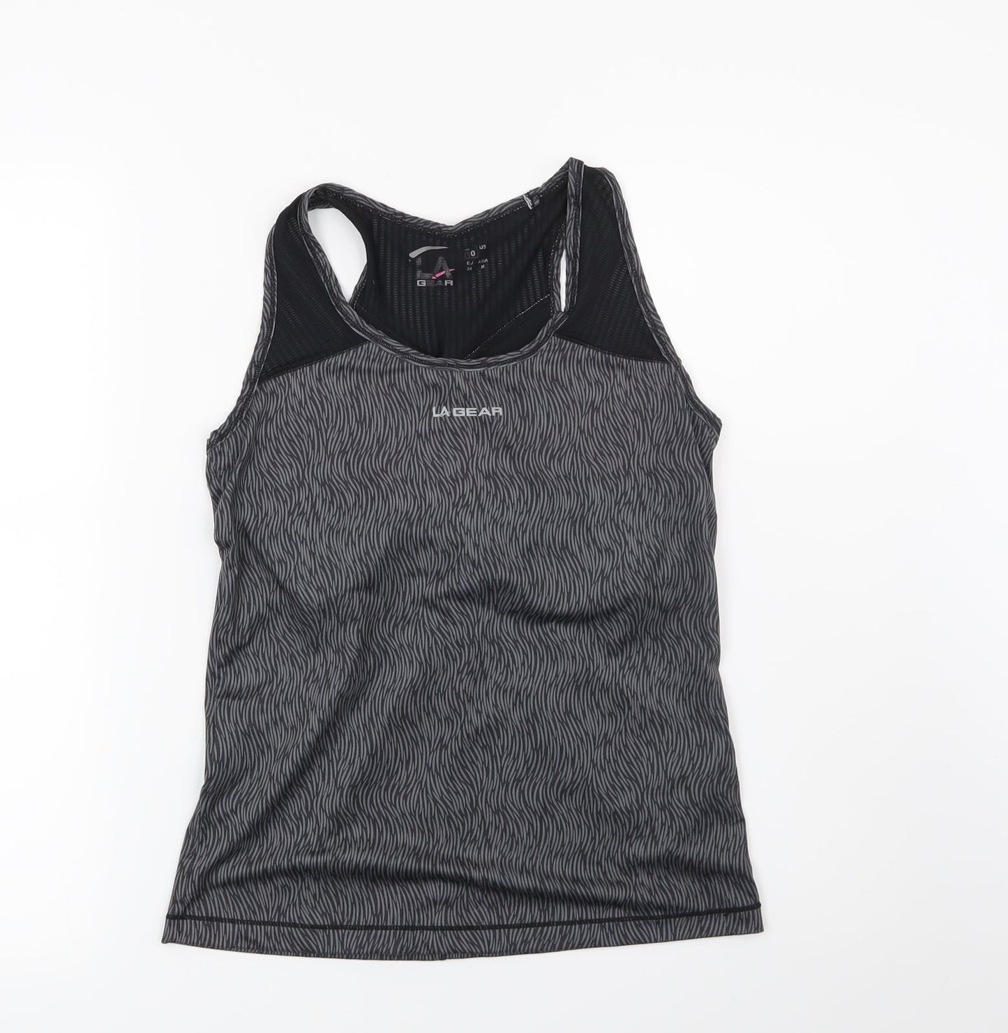 LA Gear Womens Grey Geometric  Basic T-Shirt Size 10