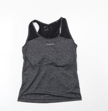 LA Gear Womens Grey Geometric  Basic T-Shirt Size 10