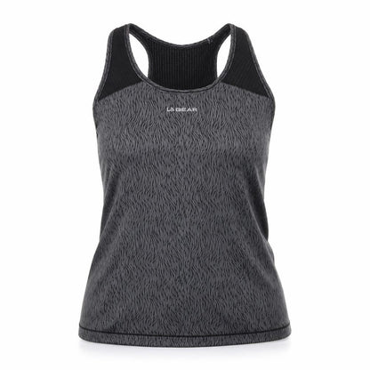 LA Gear Womens Grey Geometric  Basic T-Shirt Size 10