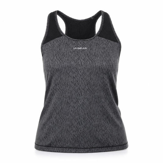 LA Gear Womens Grey Geometric  Basic T-Shirt Size 10