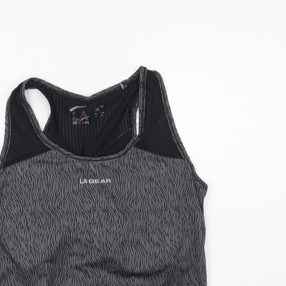 LA Gear Womens Grey Geometric  Basic T-Shirt Size 10