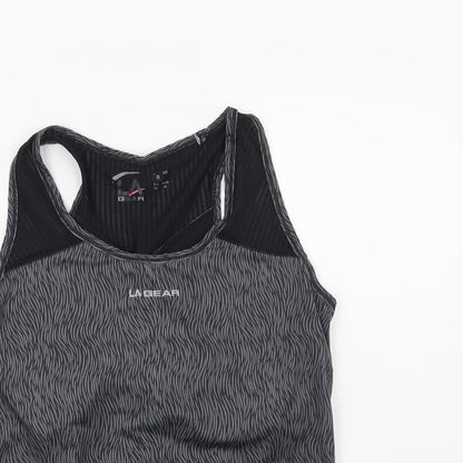 LA Gear Womens Grey Geometric  Basic T-Shirt Size 10