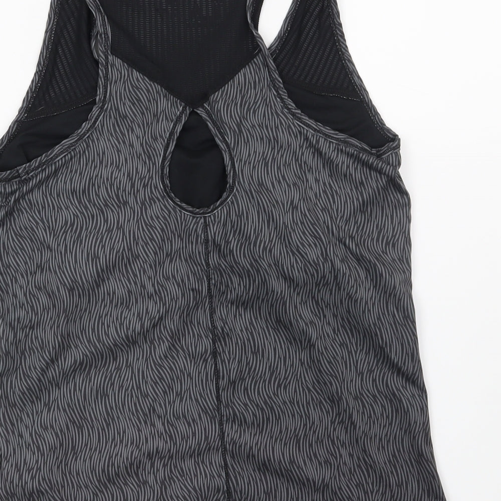 LA Gear Womens Grey Geometric  Basic T-Shirt Size 10