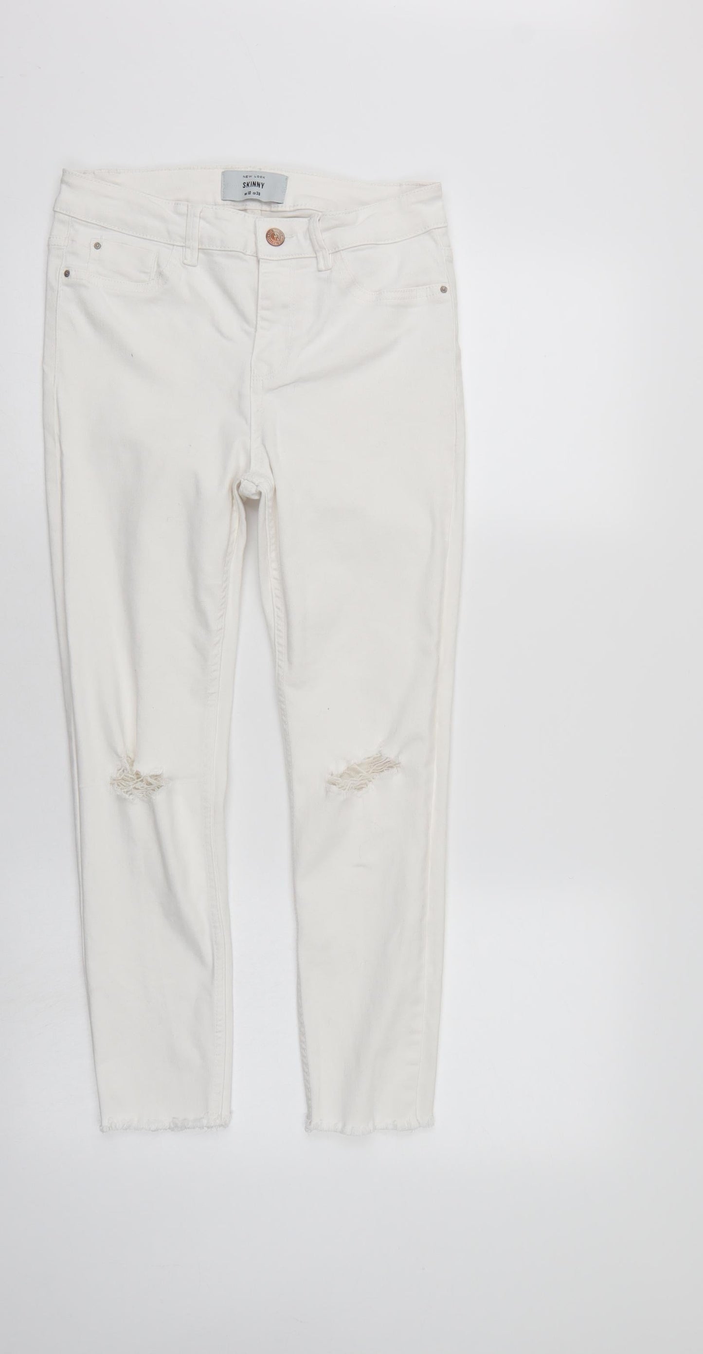 New Look Womens White  Denim Skinny Jeans Size 10 L23 in
