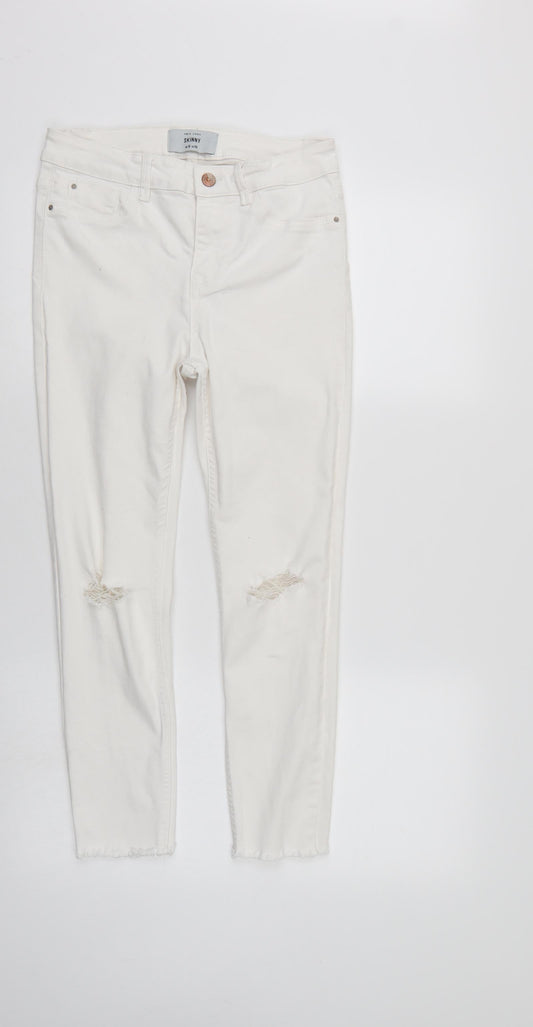 New Look Womens White  Denim Skinny Jeans Size 10 L23 in
