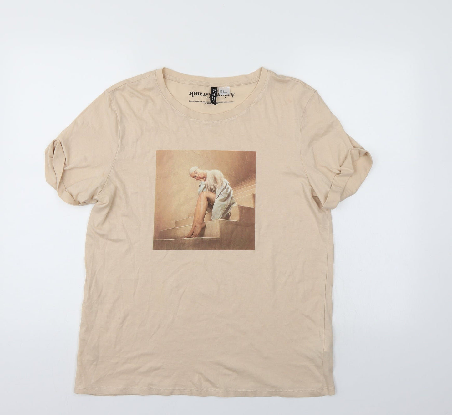 Womens UK Size S Divided Ivory Basic T-Shirt