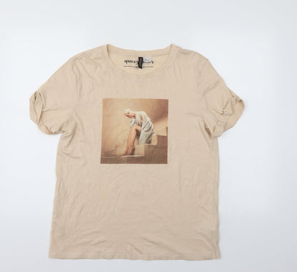 Womens UK Size S Divided Ivory Basic T-Shirt