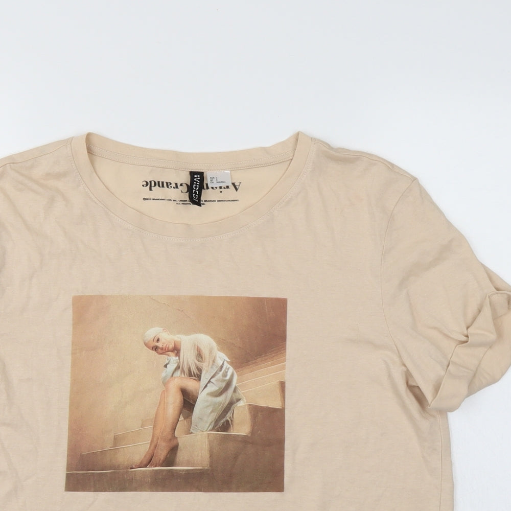 Womens UK Size S Divided Ivory Basic T-Shirt