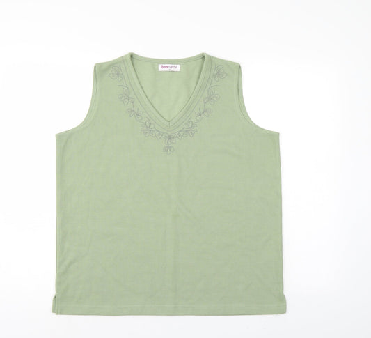 Womens UK Size M Bonmarché Green Basic T-Shirt