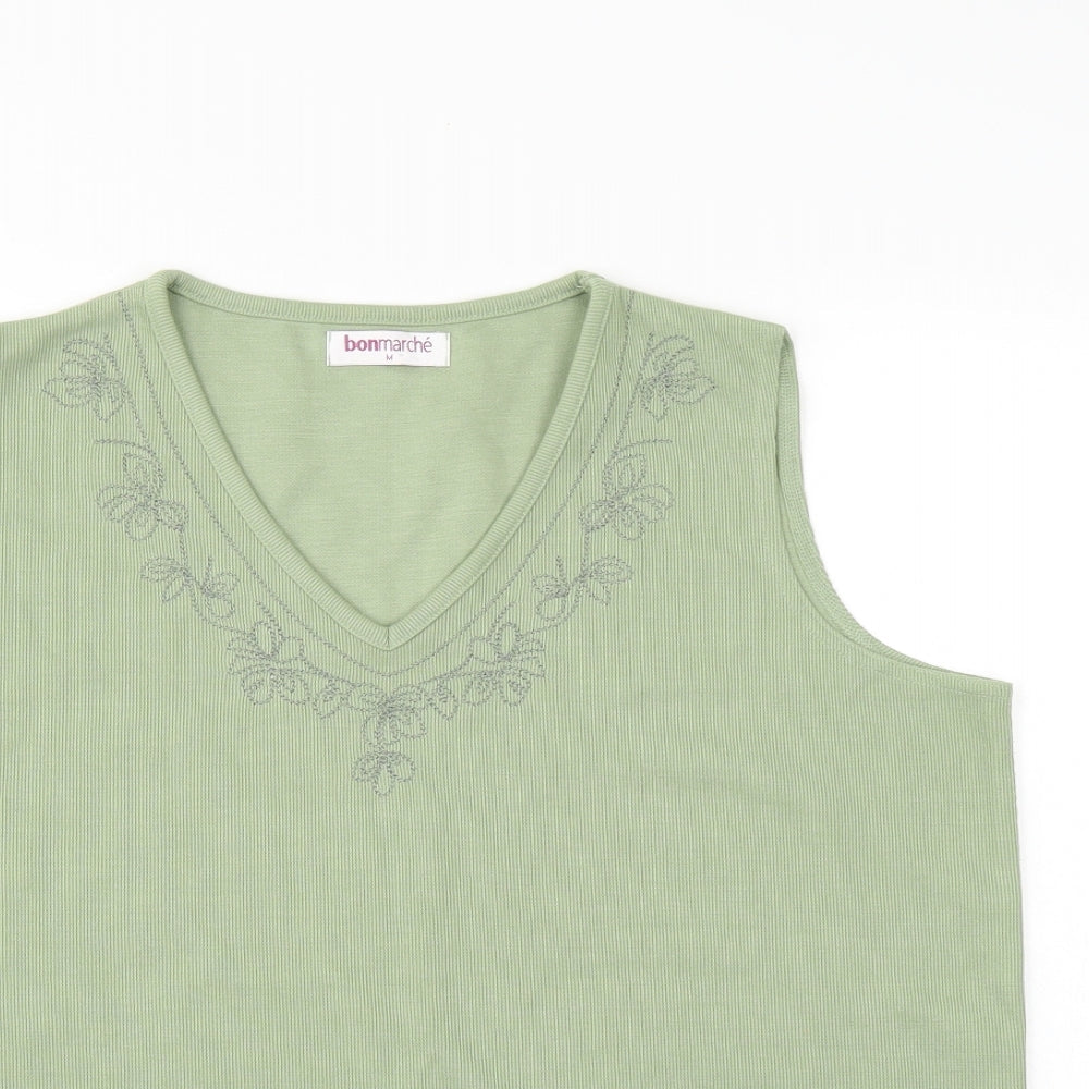 Womens UK Size M Bonmarché Green Basic T-Shirt