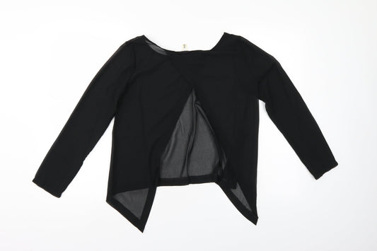 Womens UK Size M Preworn Black Wrap Blouse