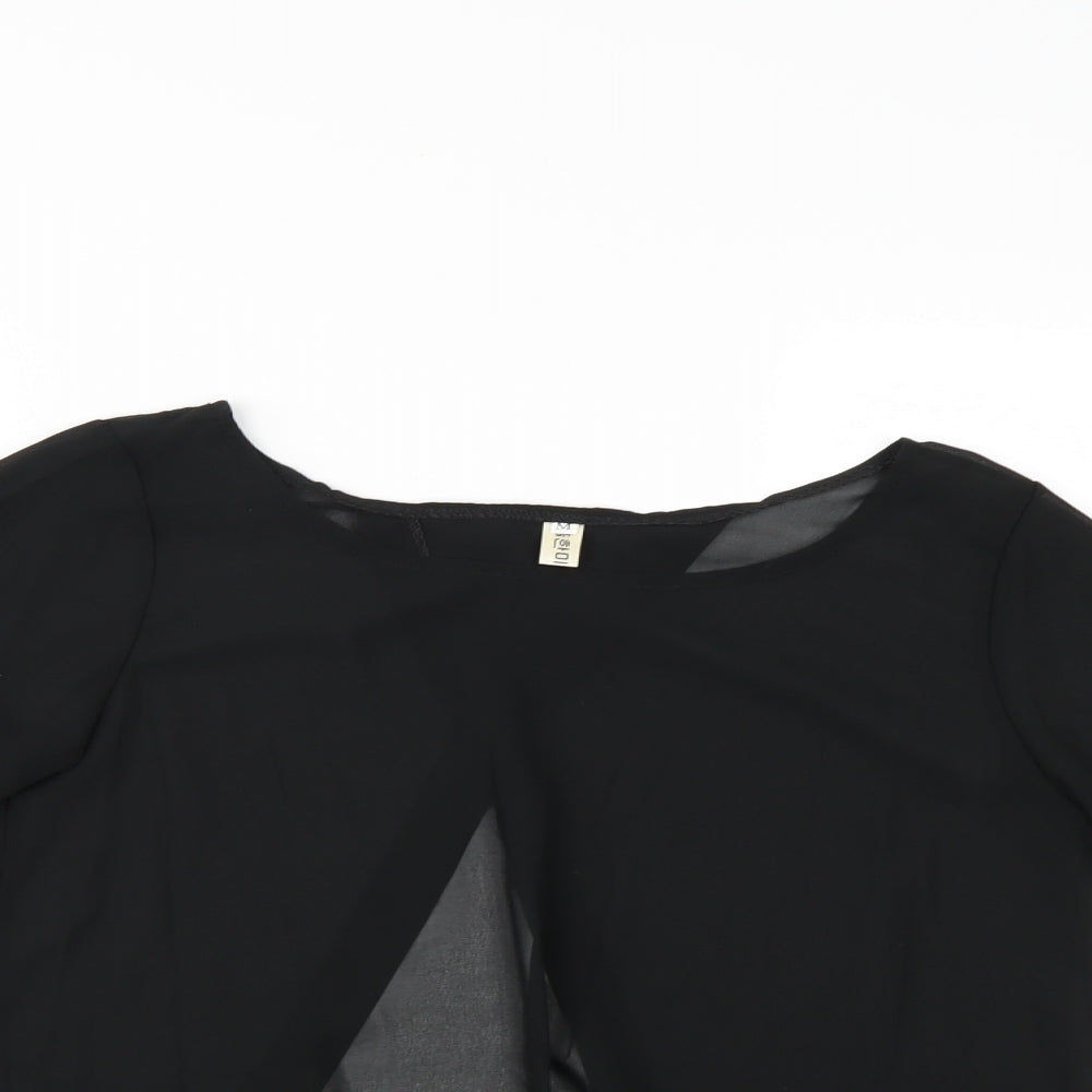 Womens UK Size M Preworn Black Wrap Blouse