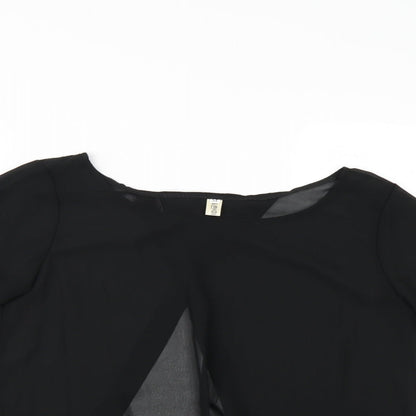Womens UK Size M Preworn Black Wrap Blouse