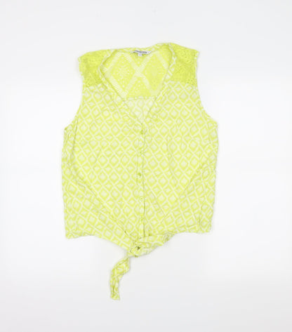 Debenhams Womens Yellow Argyle/Diamond  Basic Button-Up Size 14