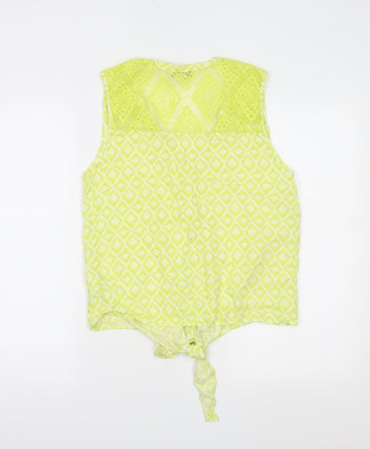 Debenhams Womens Yellow Argyle/Diamond  Basic Button-Up Size 14
