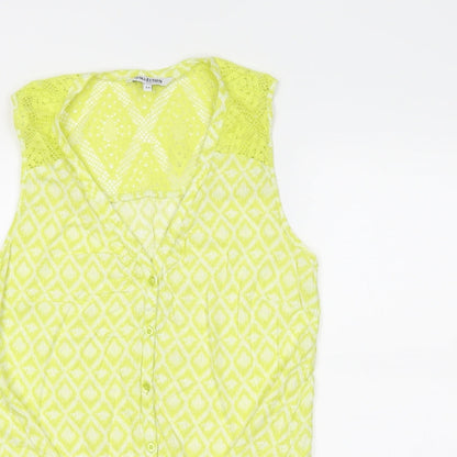 Debenhams Womens Yellow Argyle/Diamond  Basic Button-Up Size 14