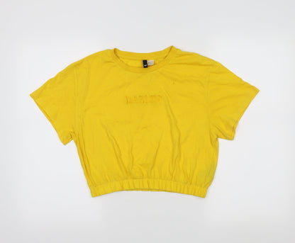 Womens UK Size M H&M Yellow Cropped T-Shirt
