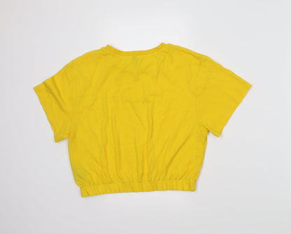 Womens UK Size M H&M Yellow Cropped T-Shirt